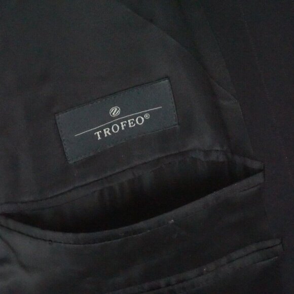 Ermenegildo Zegna Trofeo Navy Striped 100% Wool 2 Pc Suit Jacket Pants Sz 44S - Picture 11 of 13